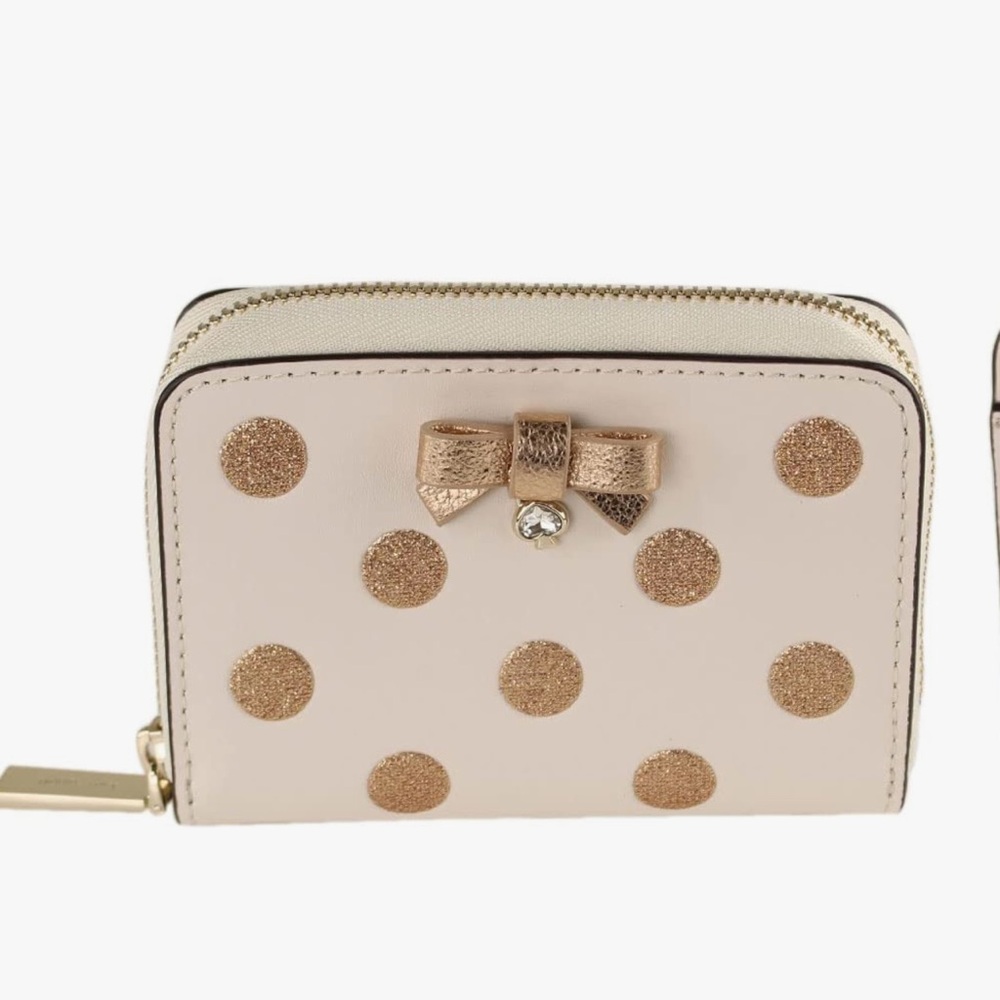 Kate Spade NWT Beige Wallet with glitter Gold Dots